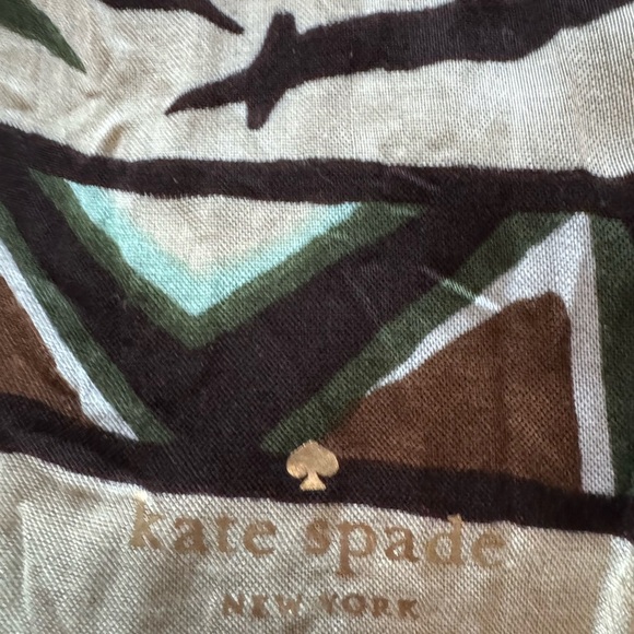 New - Kate Spade Geometric Pattern Scarf in Cream and Brown - Picture 3 of 5